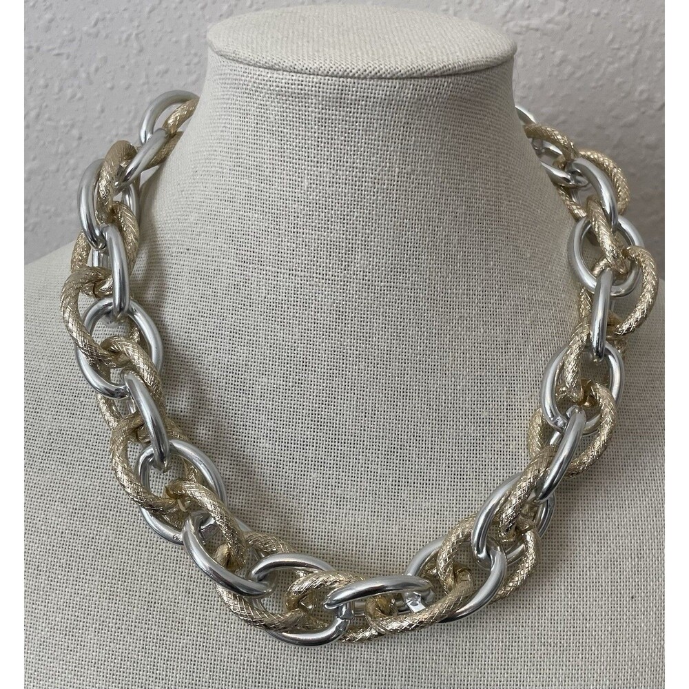 Chunky Chain Link Silvertone Goldtone Choker Necklace For Women Fashion Jewlery